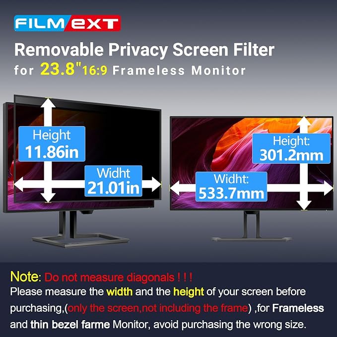 FILMEXT 2 Pack 23.8 inch Computer Privacy Screen Filter, Removable Computer - Image 4