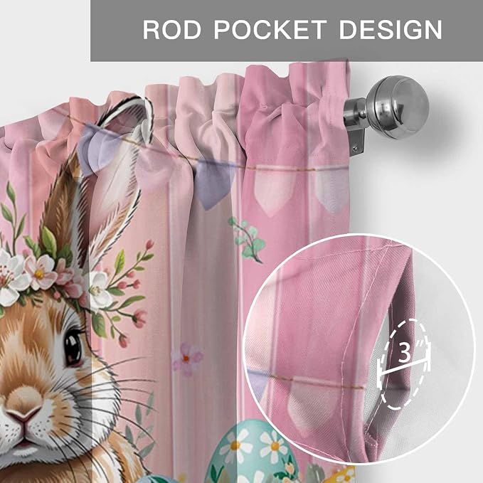 Easter Curtain Valances for Windows, Kitchen Valance Window Treatment, Spring - Image 5