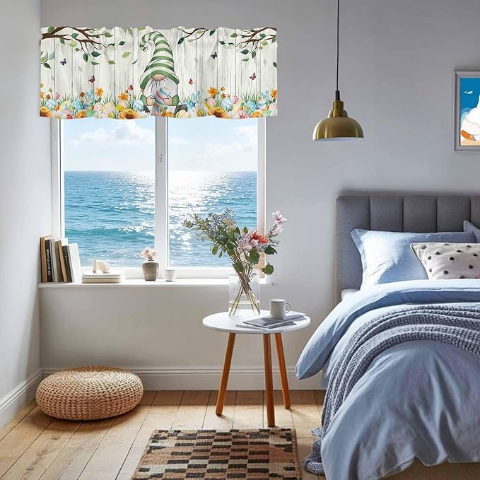 Easter Gnomes Curtain Valances for Windows, Kitchen Valance Window Treatment - Image 7