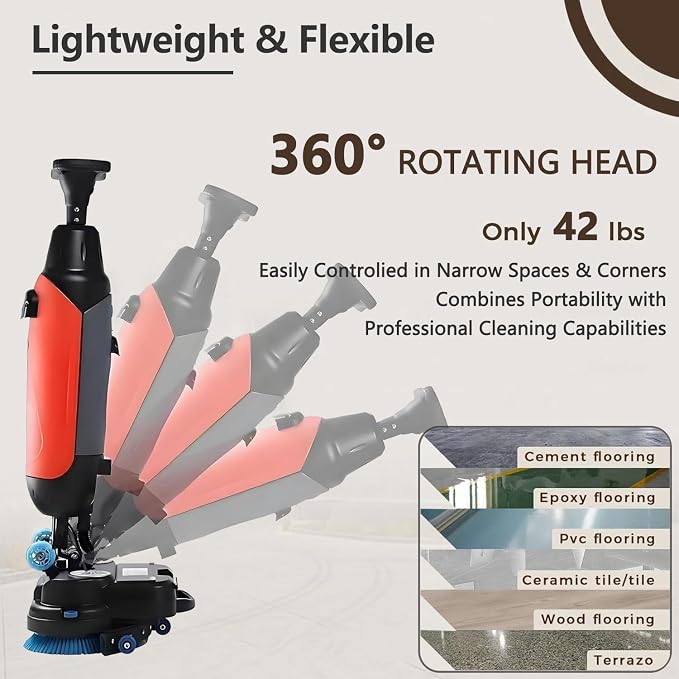 Rechargeable Floor Cleaner and Wet Dry Floor Machine, Dual-Brush Heads - Image 4