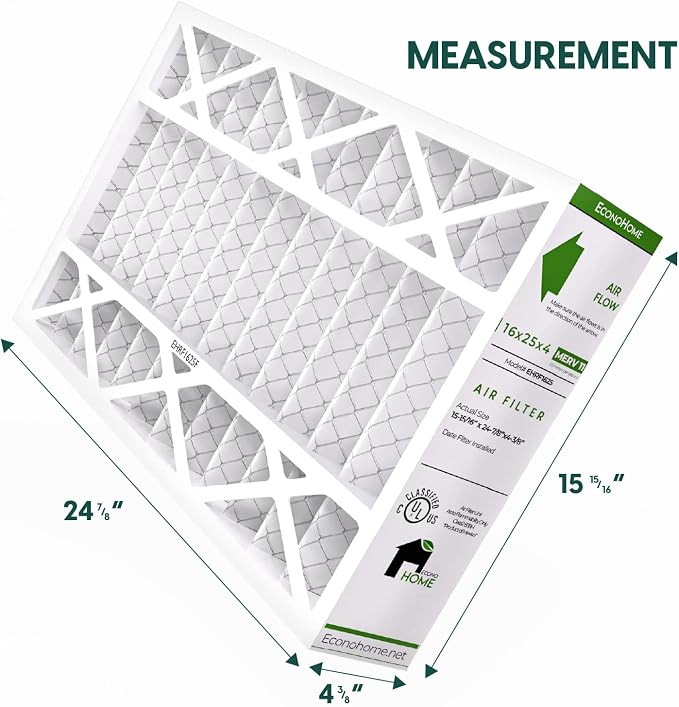 EconoHome 16x25x4 AC Furnace Pleated Air Filter MERV 11 Replacement – Allergen - Image 3