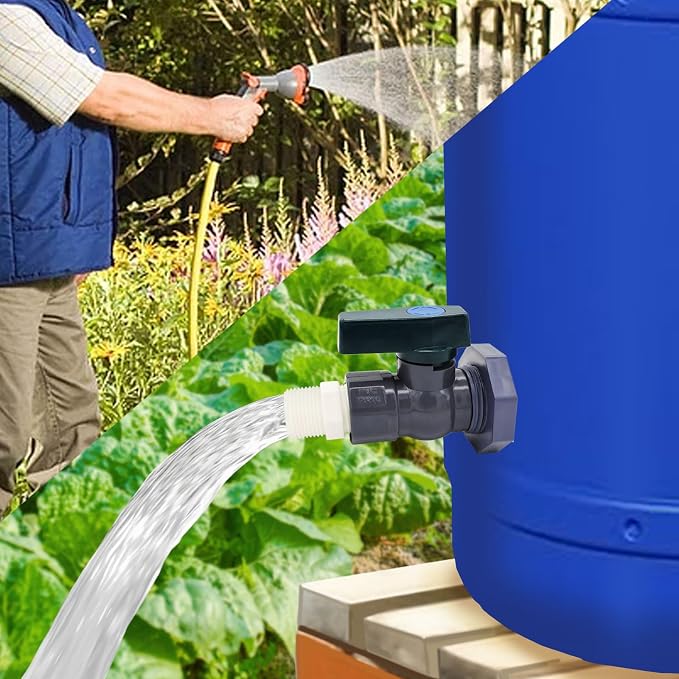 2 Set PVC Rain Barrel Diverter Kit Rain Barrel 3/4 Inch Spigot Kit - Image 7