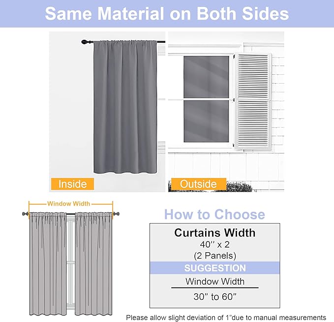 Simplebrand Ava Light Grey Blackout Curtains for Bedroom 96 Inches Long 2 Panels, Thermal Insulated, Energy Saving Living Room Window Treatment Curtains Blackout Drapes, W40 x L96 Inch, Light Grey