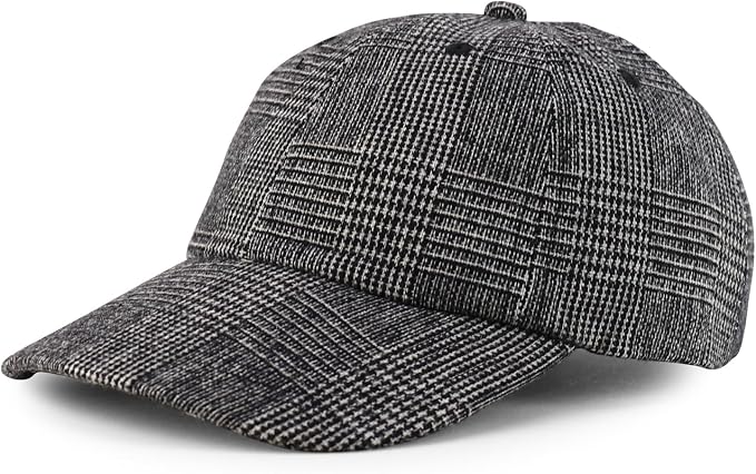 Trendy Apparel Shop Plaid Checker Wool Blend Unstructured Baseball Cap by TrendyApparel