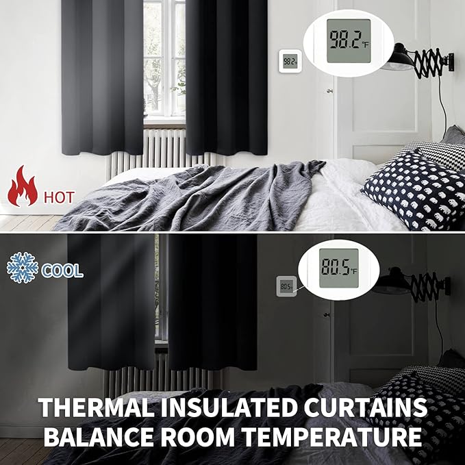BGment Blackout Curtains for Living Room - Grommet Thermal Insulated Room Darkening Curtains for Bedroom, 2 Panels of 52 x 95 Inch, Black