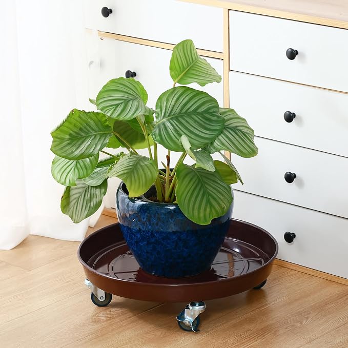 3 Packs Metal Plant Caddy with Wheels 16" Rolling Plant Stand Heavy Duty Plant - Image 8