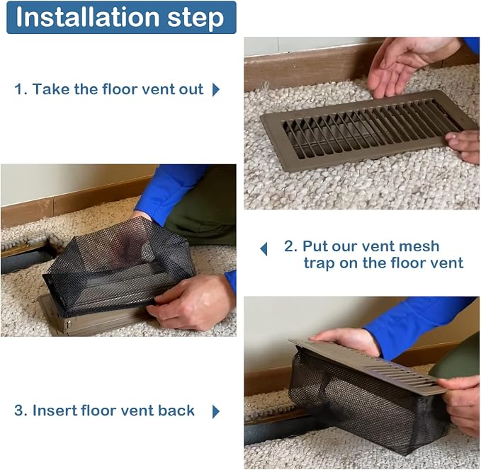 Floor Register Trap, Air Vent Filter Mesh Catcher, Vent Screen Net Keeps Bugs - Image 7