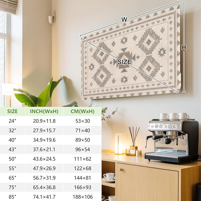 RetroTribal Geometric Southwestern Indoor TV Cover, Elastic TV Screen Protector - Image 3