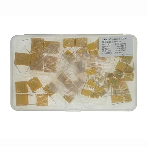 10 Values x 5 Pieces, Total 50 Pieces，Plug in Polypropylene Safety Capacitors by MERICDA