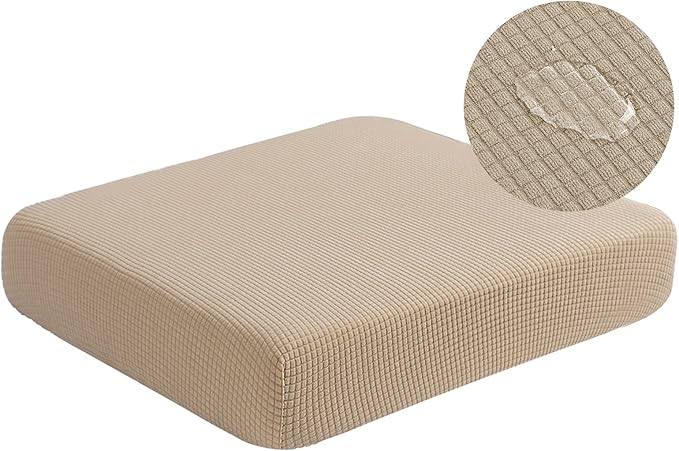 Water Repellent Couch Cushion Covers, Stretch Sofa Seat Slipcover Sets for Camper, Furniture Protector for Pets (Chair Cushion, Sand)