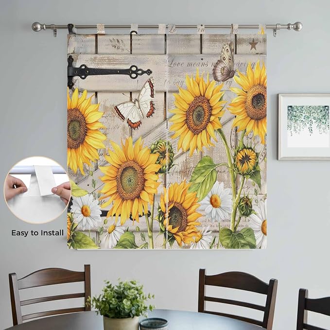 Farm Flowers Living Room Curtains 84 Inch Length, Window Curtains Tab Top - Image 4