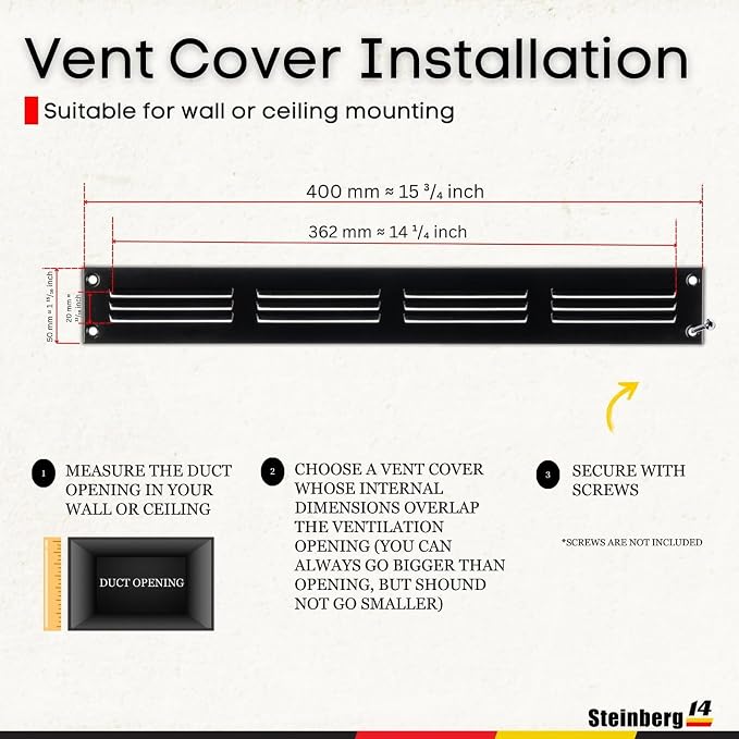 Steinberg14 Black Vent Cover 14x1 - Image 5