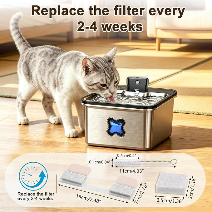 12PK Cat Fountain Filter for FN-W17 | 12 filters + 12 sponges + 2 brushes. - Image 4