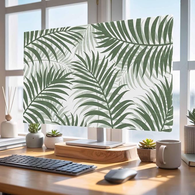 Palm Leaf Summer Forest Indoor TV Cover, Elastic TV Screen Protector Green - Image 4