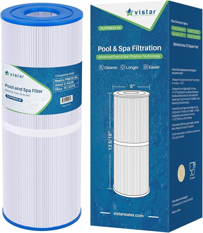 PLFPRB25-IN Hot Tub Filter Replaces Guardian 413-106, Unicel C-4326, Filbur by VistarWaterTechnologies