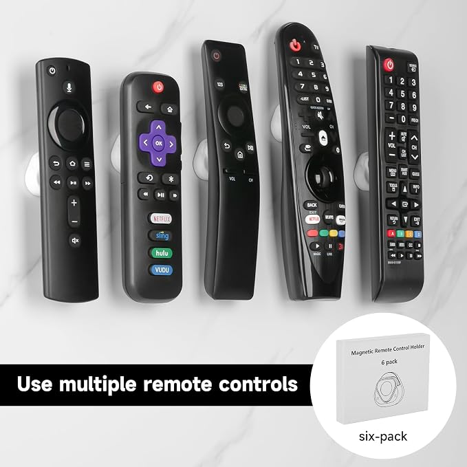 YONGAIJIA 6 Pcs Magnetic Remote Control Holder, Self Adhesive Remote Holder - Image 7