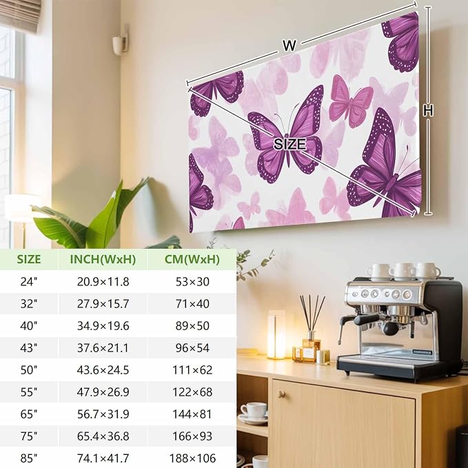 Summer Purple Butterflies Indoor TV Cover, Elastic TV Screen Protector Country - Image 3