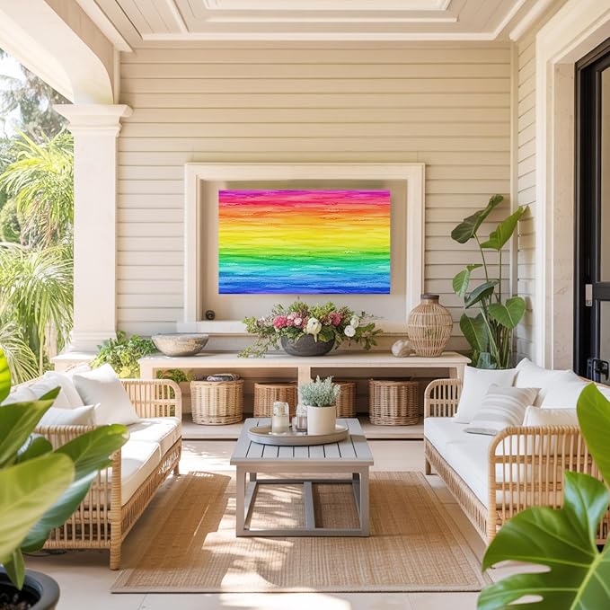 Rainbow Ripple Watercolor Gradient Indoor TV Cover, Elastic TV Screen Protector - Image 8