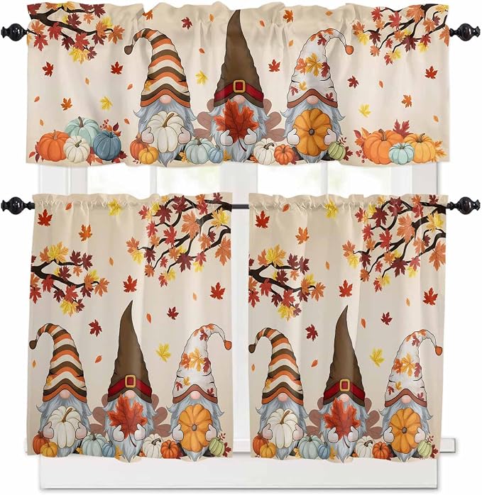 Fall Kitchen Curtain Set, Light Filtering Short Curtains Valance by Unknown
