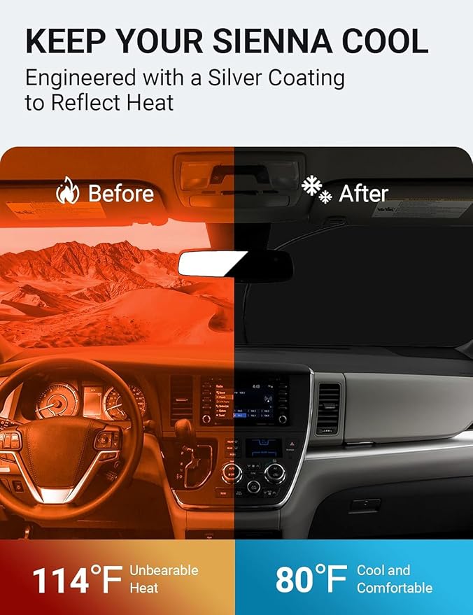 Proadsy 2026 Upgrade Front Windshield Sun Shade Foldable Sunshade Protector - Image 3