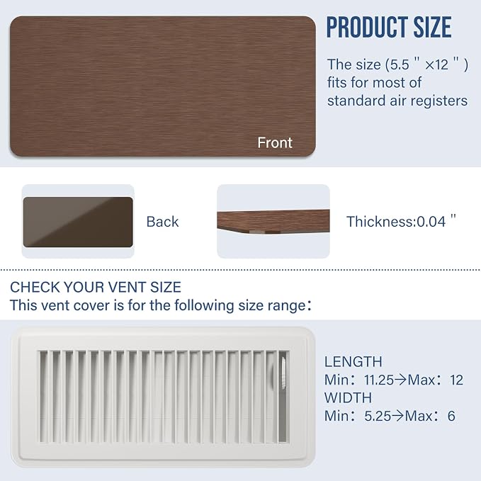 Magnetic Vent Covers 5.5"x12", Metallic Floor Cover - Image 2
