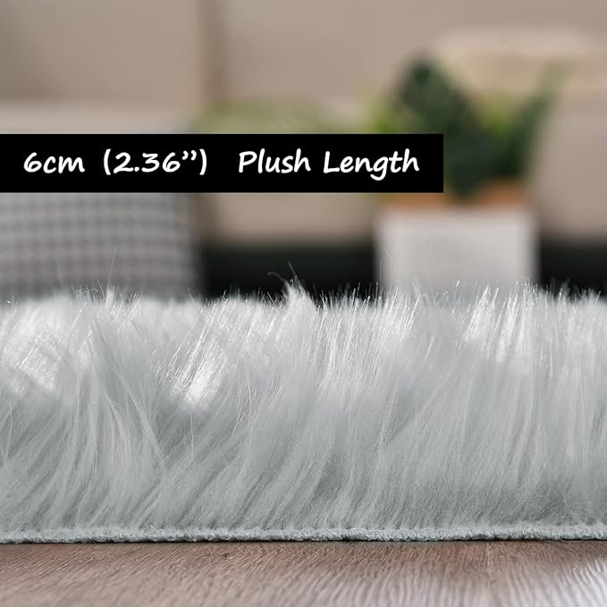 Goolela Grey Area Rug 9x12 Fluffy Fuzzy Furry Rug for Bedroom Living Room Faux Sheepskin Fur Plush Soft Rectangle