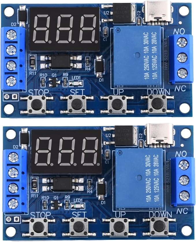 2Pcs 5V Type-C Timer Relay DC 6-30V Programmable Cycle Delay Timer Switch Module - Image 7