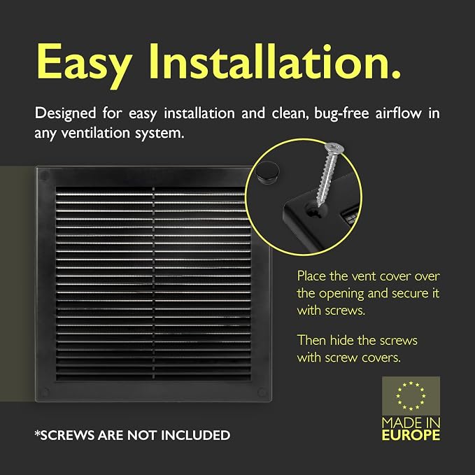 10 x 10 Inch Black Air Vent Cover – Plastic Square Air Vent Grill Cover - Image 3