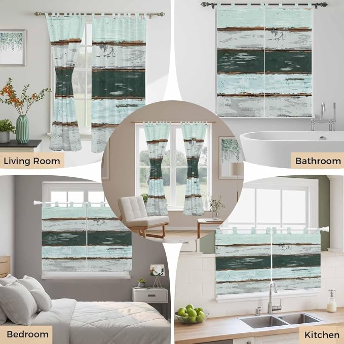 Blue Teal Living Room Curtains 96 Inch Length, Window Curtains Tab Top - Image 7