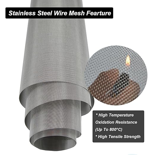 304 Stainless Steel Mesh 80Mesh, 15.7"x47.2" Metal Mesh Screen, Woven Fine Wire - Image 3