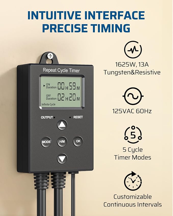 DEWENWILS Repeat Cycle Digital Timer, Interval Timer Outlet, Infinite/Day/Night - Image 5
