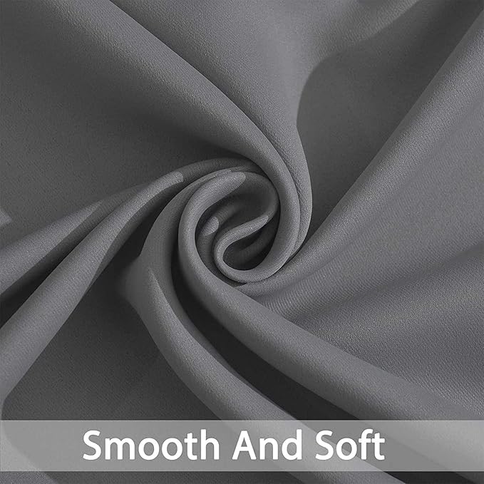 Yakamok Blackout Curtains Room Darkening Thermal Insulated Window Panels,Solid Grommet Top Drapes for Bedroom/Living Room(62Wx63L, Grey, 2 Panels)