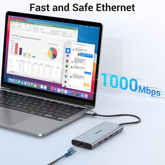 USB C to USB C Hub Multiport Adapter, USB C Splitter Dual Monitor - Image 8