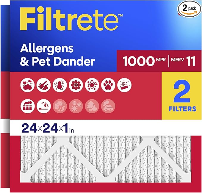 Filtrete 24x24x1 Air Filter, MERV 11, MPR 1000, Allergens & Pet Dander by Unknown