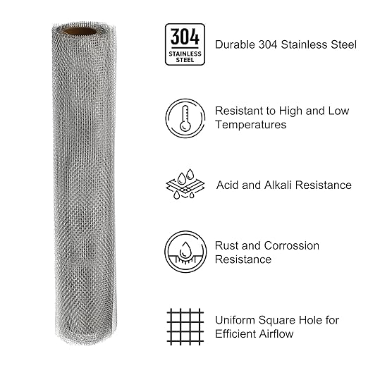PATIKIL 40" L x 10" W Woven Wire Mesh, 16 Mesh 304 Stainless Steel Air Vent - Image 3