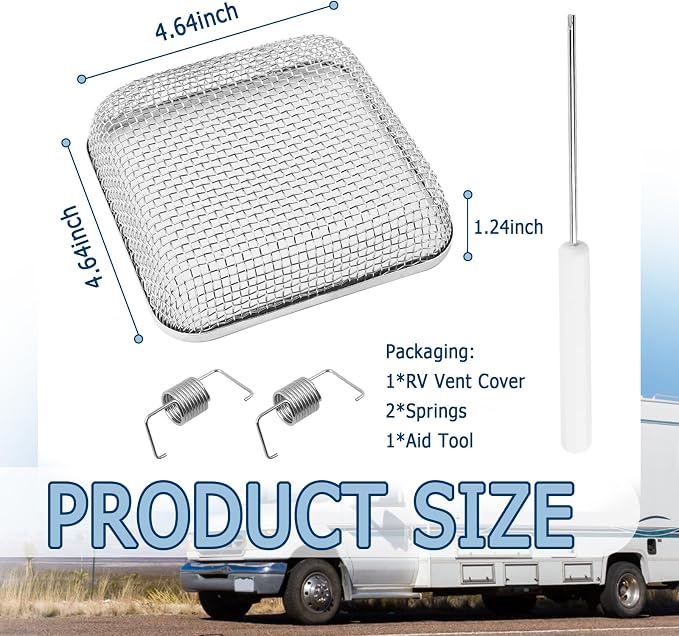 4.64×4.64 Inch RV Vent Cover Stainless Steel, RV Furnace Vent Screen & - Image 2