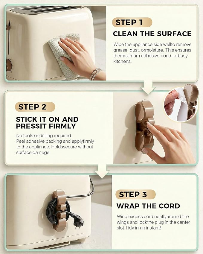 Cord Organizer for Appliances, 6 Pack Appliance Cord Organizer Stick On - Image 4