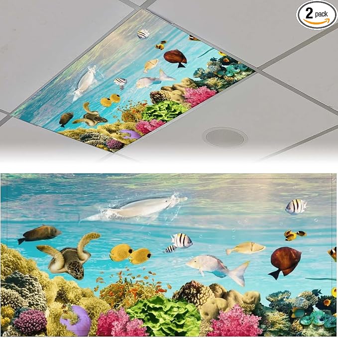 2PCS Fluorescent Light Covers for Classroom Ceiling Lights Magnetic Light Covers by Unknown