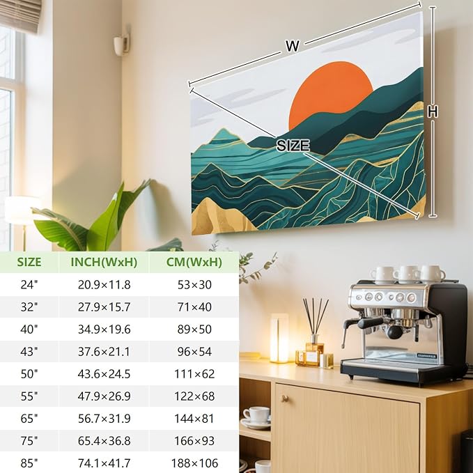 Abstract Mountain Range Sun Indoor TV Cover, Elastic TV Screen Protector - Image 3