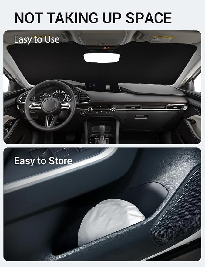 Proadsy 2026 Upgrade Windshield Sun Shade Custom Fit Mazda 3 2019-2025 2026 - Image 9