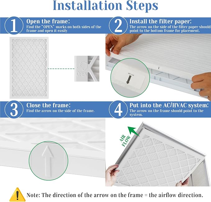 10x20x1 MERV 11 Air Filter, Quality AC/HVAC Furnace Filter，1 Reusable ABS Frame - Image 3