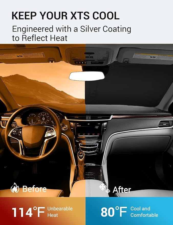 Proadsy 2026 Upgrade Windshield Sun Shade Custom Fit 2013-2019 XTS Foldable - Image 3
