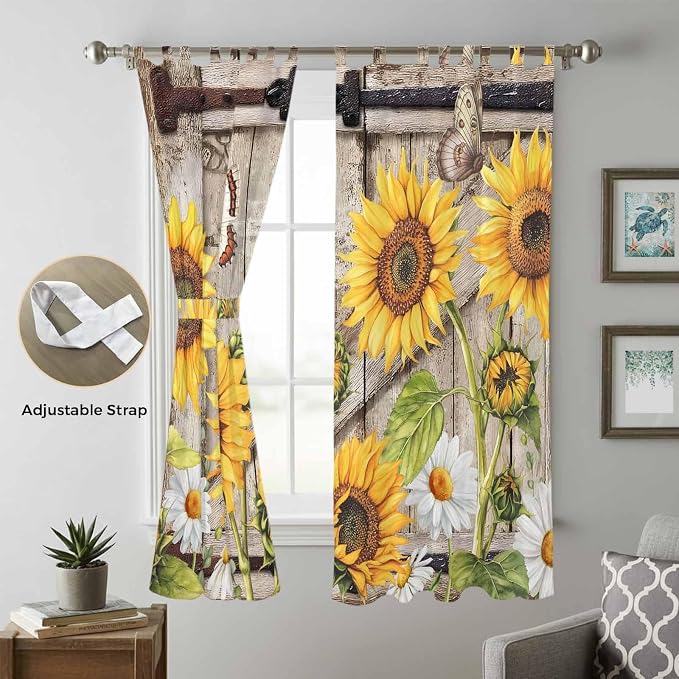 Farmhouse Sunflowers Living Room Curtains 84 Inch Length, Window Curtains Tab - Image 5