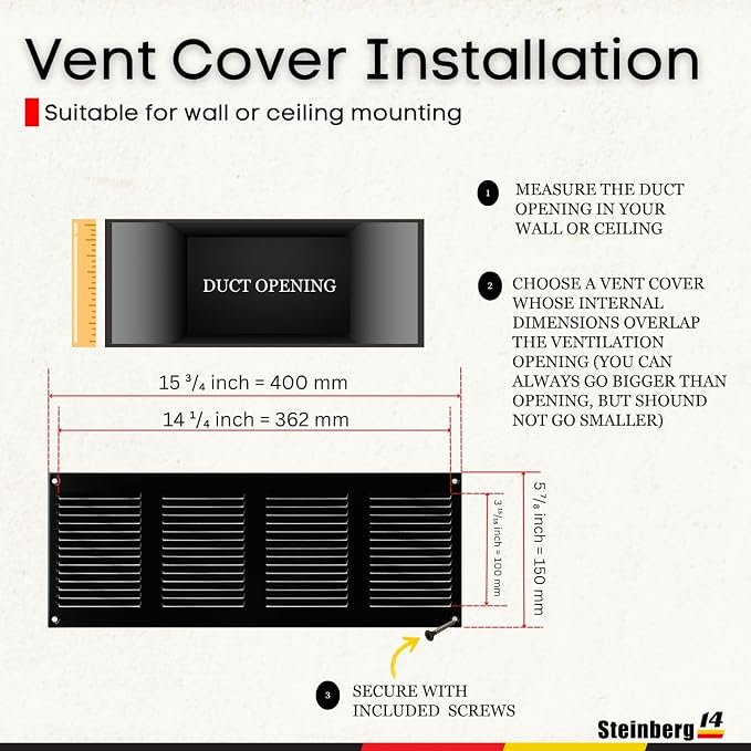 Steinberg14 Black Vent Cover 14x4 - Image 5