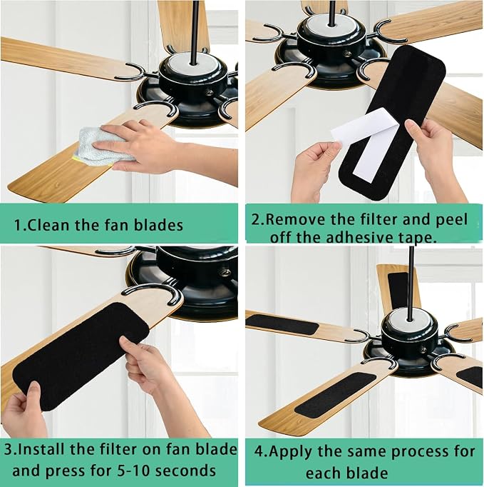 15 Pack Ceiling Fan Filters for Blades, Strong Activated Coconut Carbon Filter - Image 6