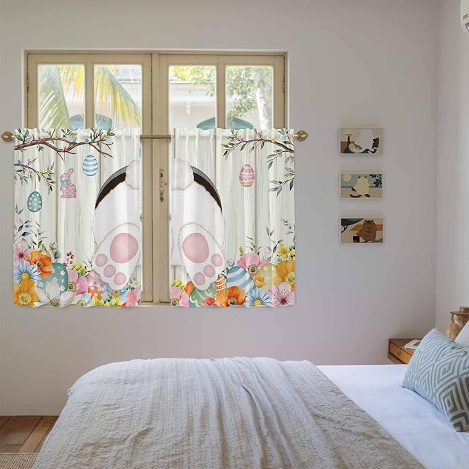 Easter Kitchen Curtains 54 Inch Long 2 Panel Set, Rod Pocket Window Curtains - Image 4