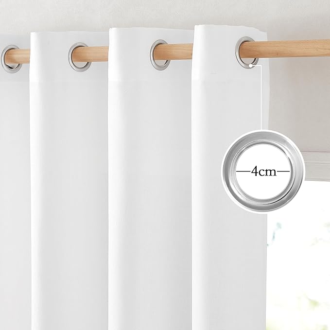 NICETOWN White Window Curtains 63 inches Long, Grommet Linen Blend Drapes Privacy Assured with Light Filtering Window Treatments for Bedroom/Kids Room, W55 x L63, 2 Panels