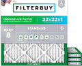 Filterbuy 22x22x1 Air Filter MERV 8 Essential Dust & Allergy Defense, by Filterbuy