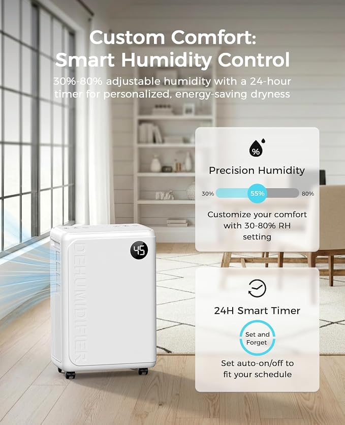 PLUSCENT 32 Pint Dehumidifier for Basement, 2500 sq.ft Dehumidifiers for Home - Image 7