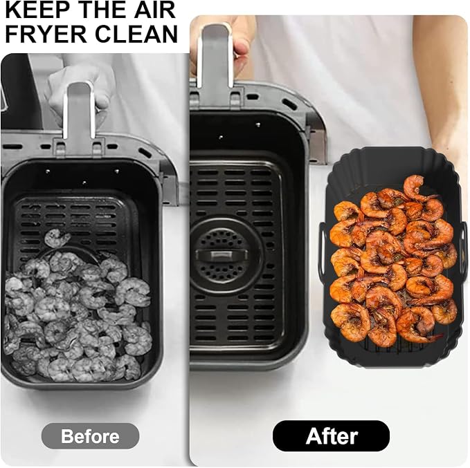Silicone Air Fryer Liners 2 Pack, Reusable Compatible - Image 4